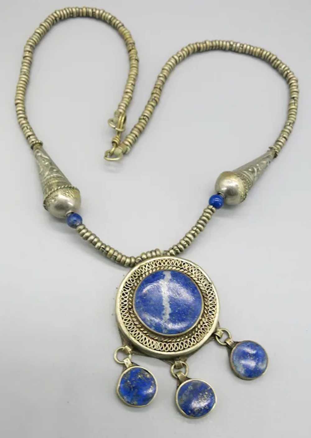 VINTAGE   Tribal Lapis Lazuli Necklace - image 7