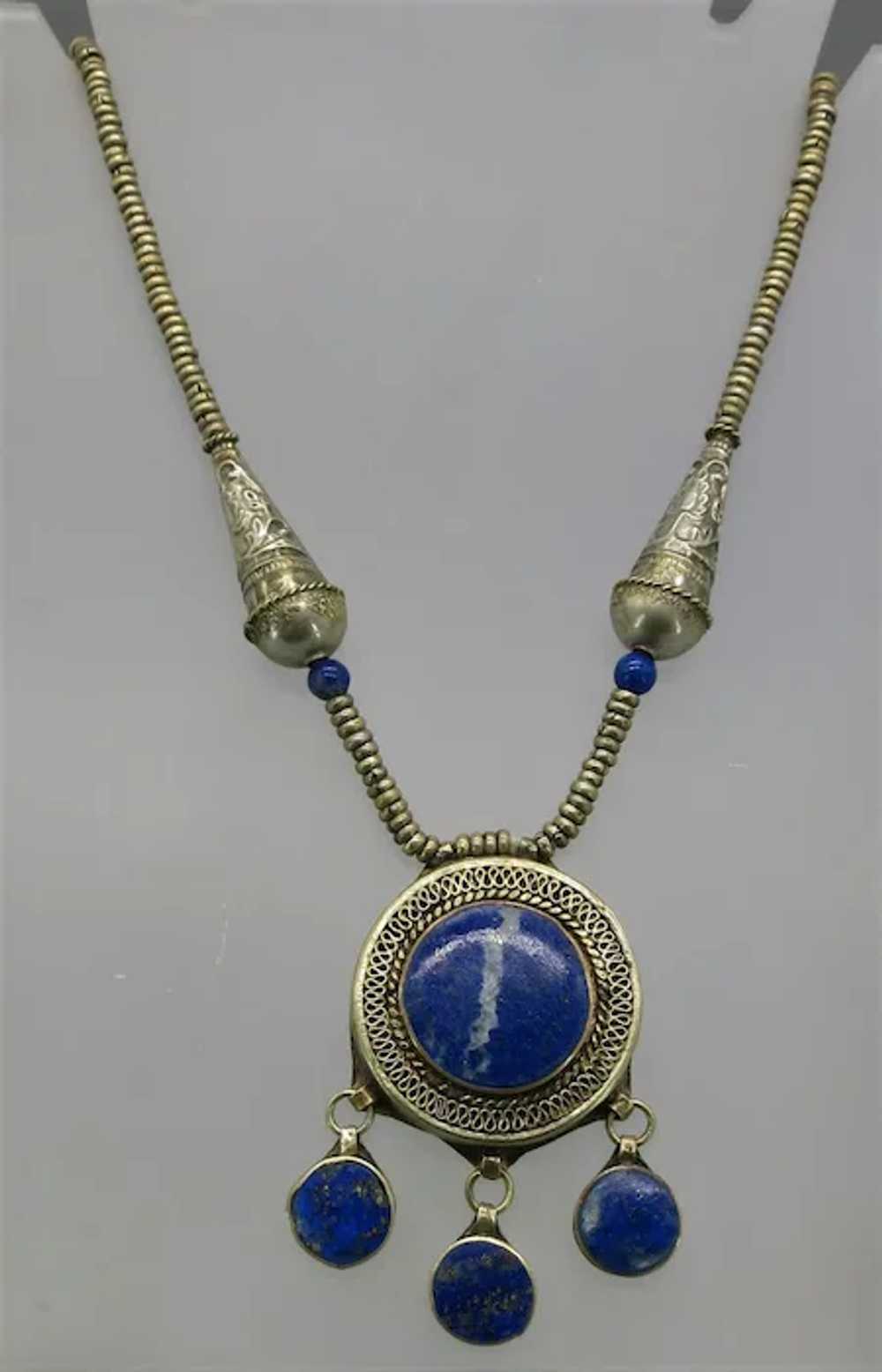 VINTAGE   Tribal Lapis Lazuli Necklace - image 8