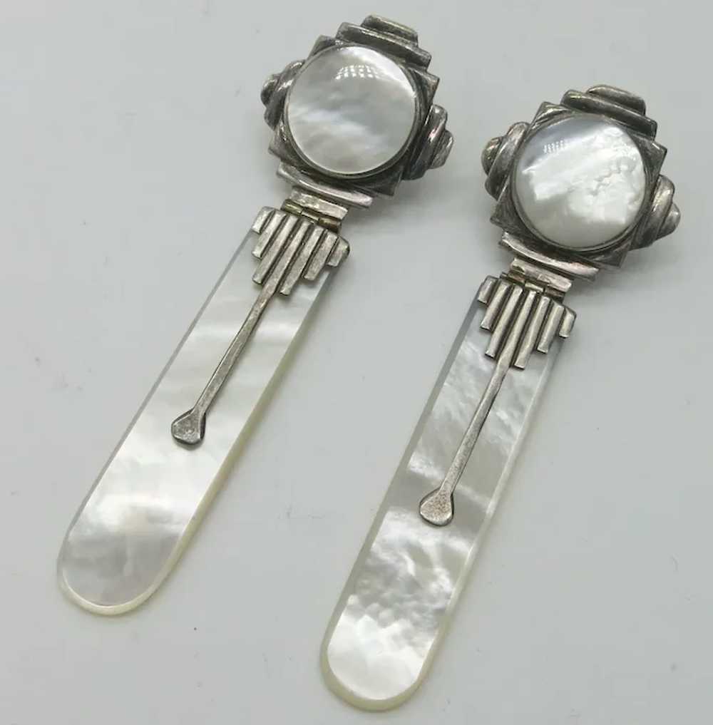 Fabulous Art Deco Style Sterling Silver Earrings … - image 2