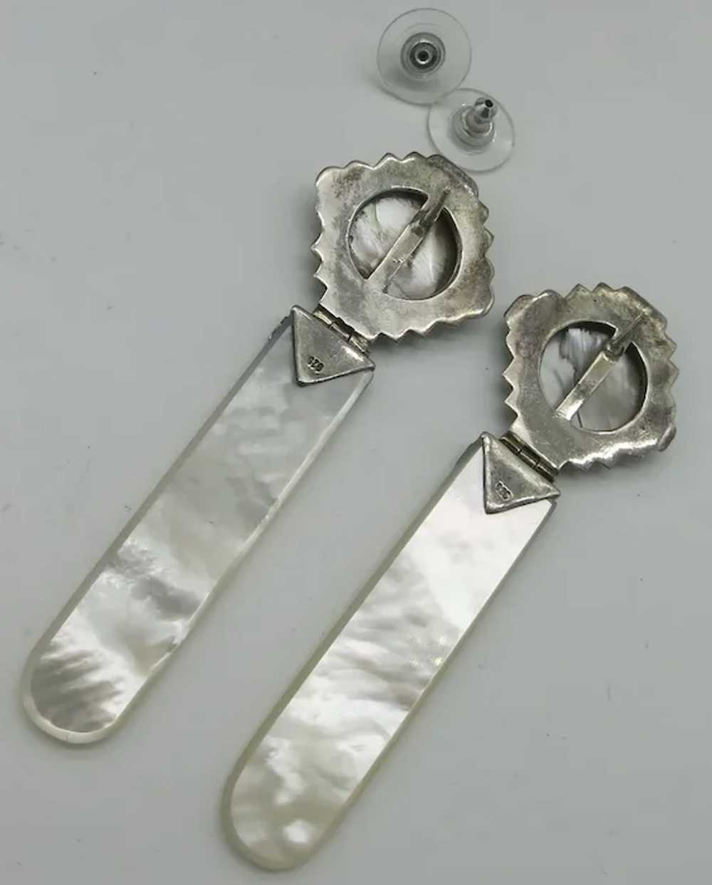 Fabulous Art Deco Style Sterling Silver Earrings … - image 5