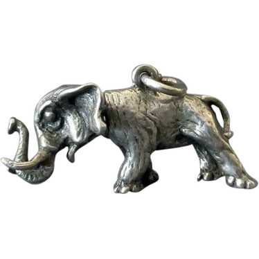 Vintage Silver Charm Elephant – Trunk Up, Tusked … - image 1