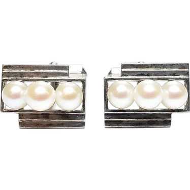 Mikimoto Pearl Cuff Links Akoya Pearls Vintage Mi… - image 1