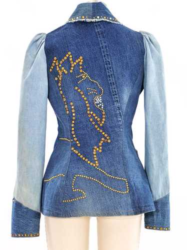 Love Melody Studded Patchwork Denim Jacket