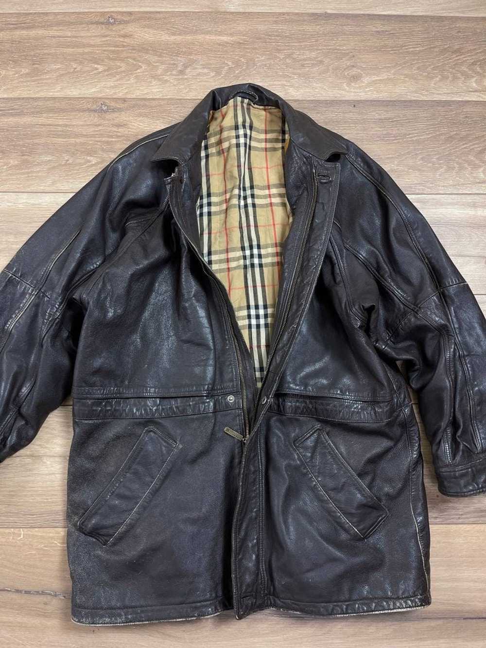 Burberry × Vintage Burberry vintage leather trenc… - image 2