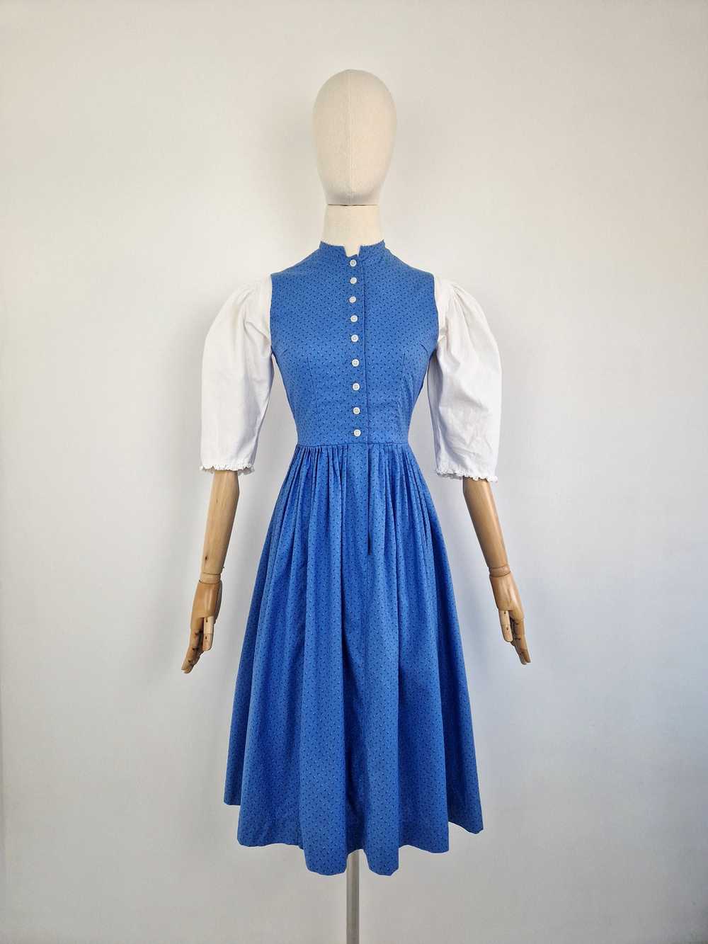 Vintage 80s Austrian dirndl ditsy dress - image 1