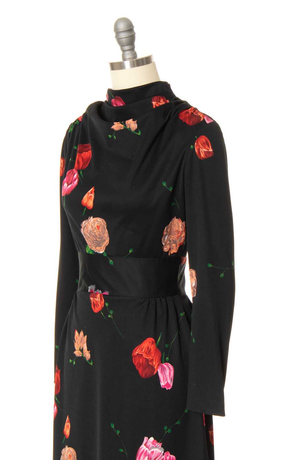 1970s Floral Jersey Dress | x-small/small - image 5