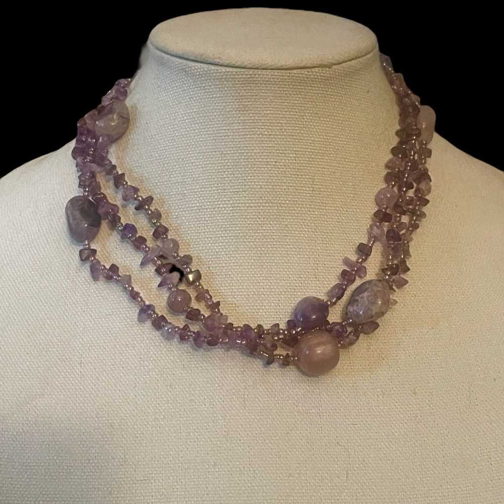 Other Multi strand purple agate necklace - image 1