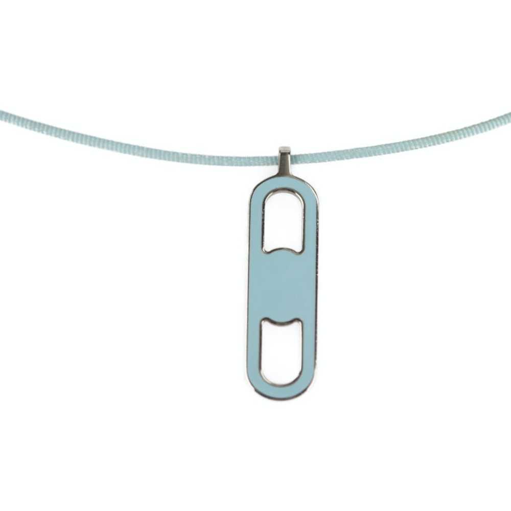 Hermes Hermes Necklace Metal Lacquer Silver Light… - image 1