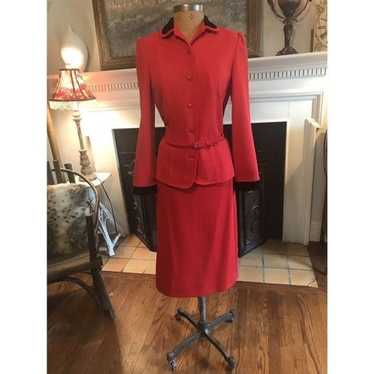 Vintage Vintage butte knit vintage red suit skirt… - image 1