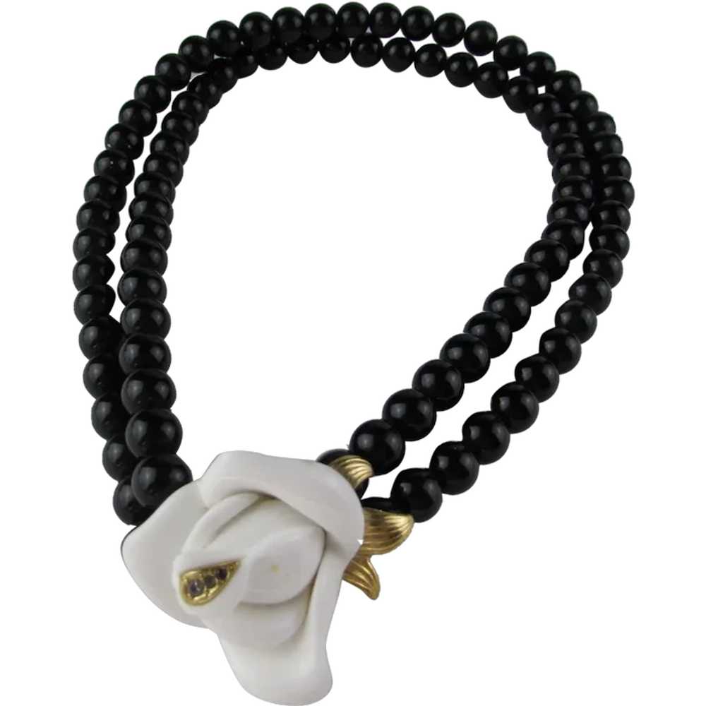 Kenneth J. Lane  For Avon Black Bead Necklace Wit… - image 1