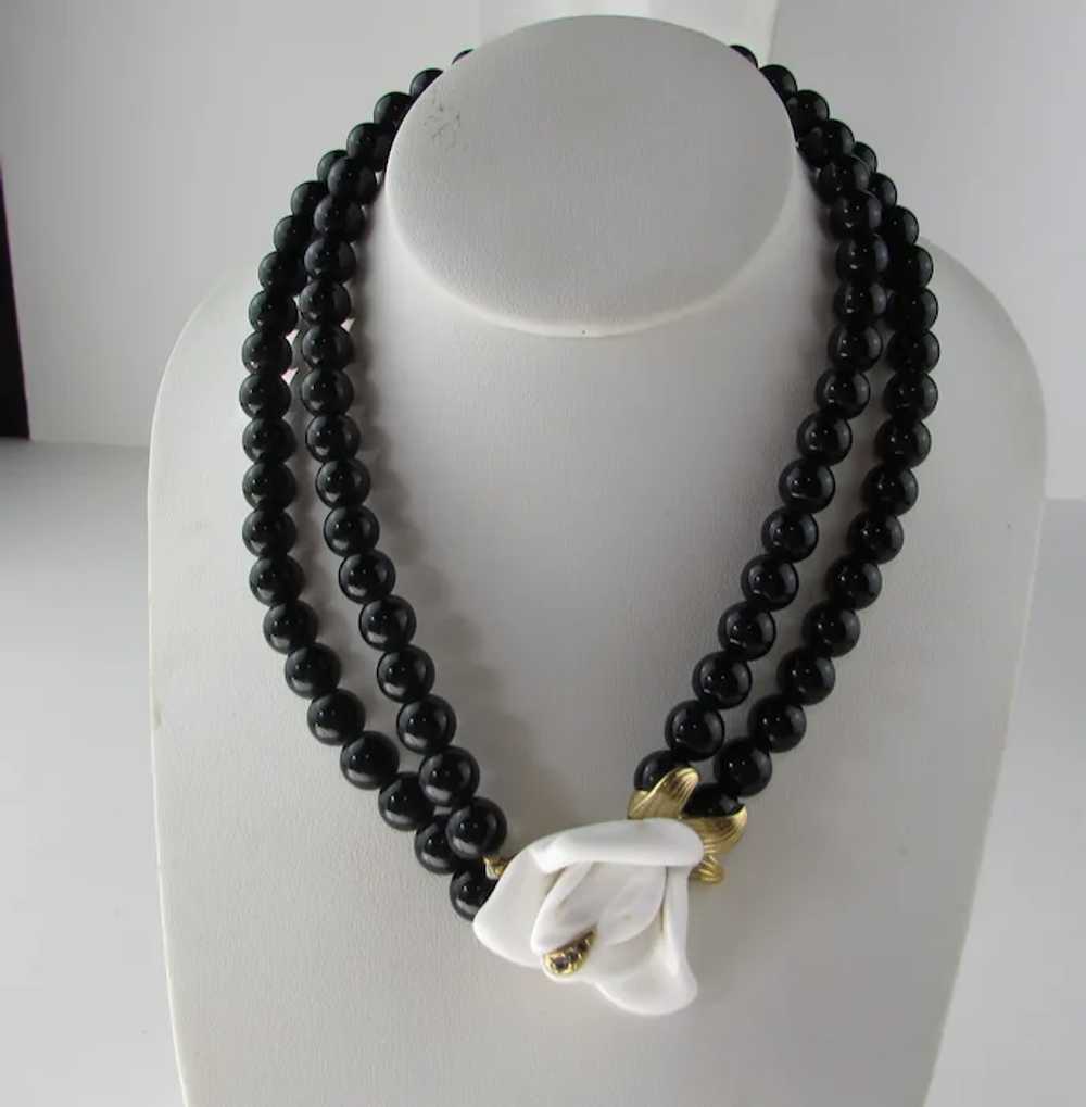 Kenneth J. Lane  For Avon Black Bead Necklace Wit… - image 4