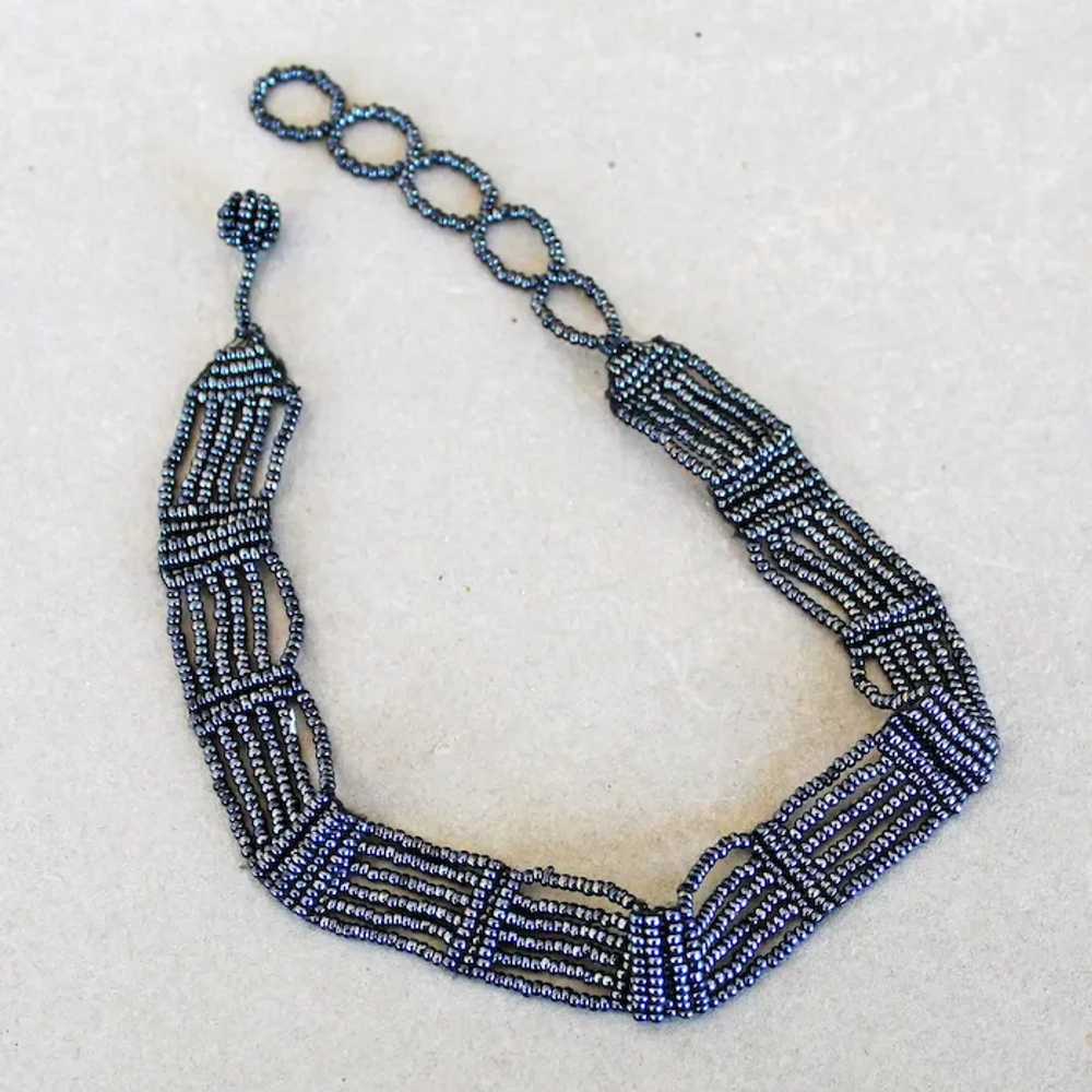 Choker Necklace Woven Glass Beads - image 2
