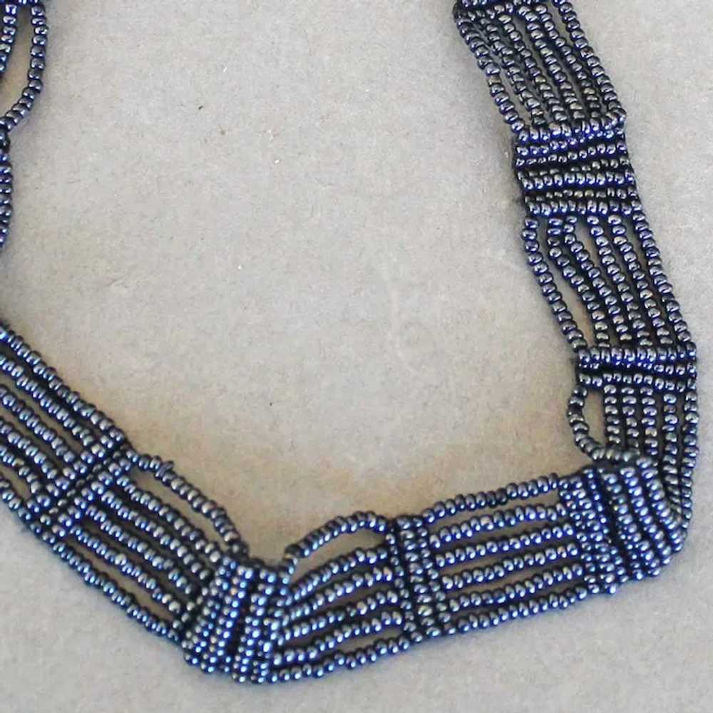 Choker Necklace Woven Glass Beads - image 3