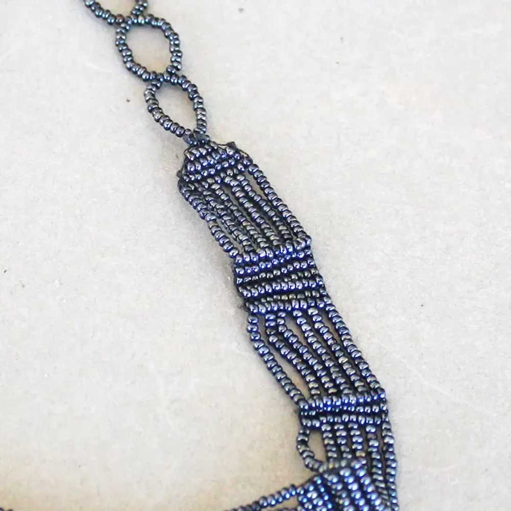 Choker Necklace Woven Glass Beads - image 4