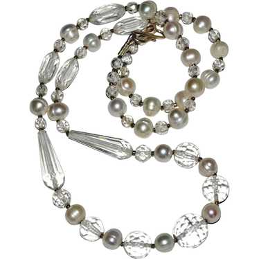 Necklace Freshwater Pearls and Glass Crystal Beads