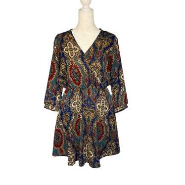 Lush Paisley Print Long Sleeve Dres Size Medium - image 1