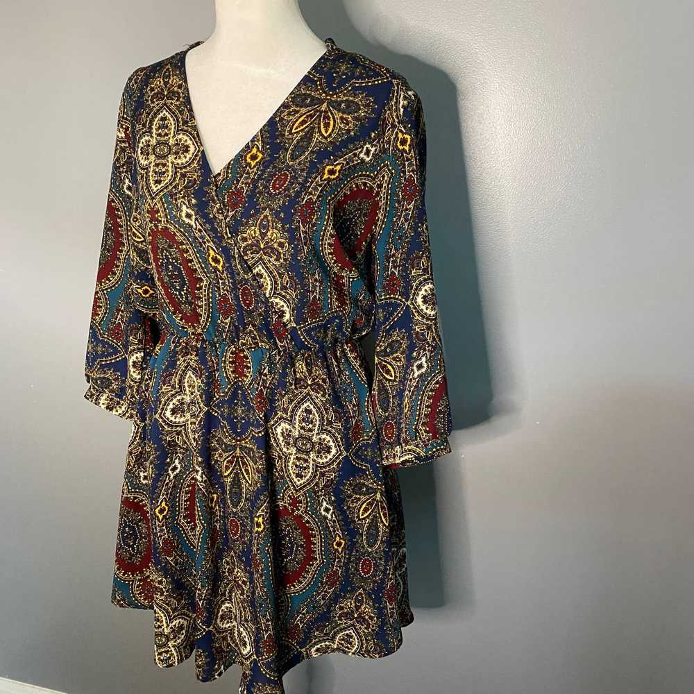 Lush Paisley Print Long Sleeve Dres Size Medium - image 3