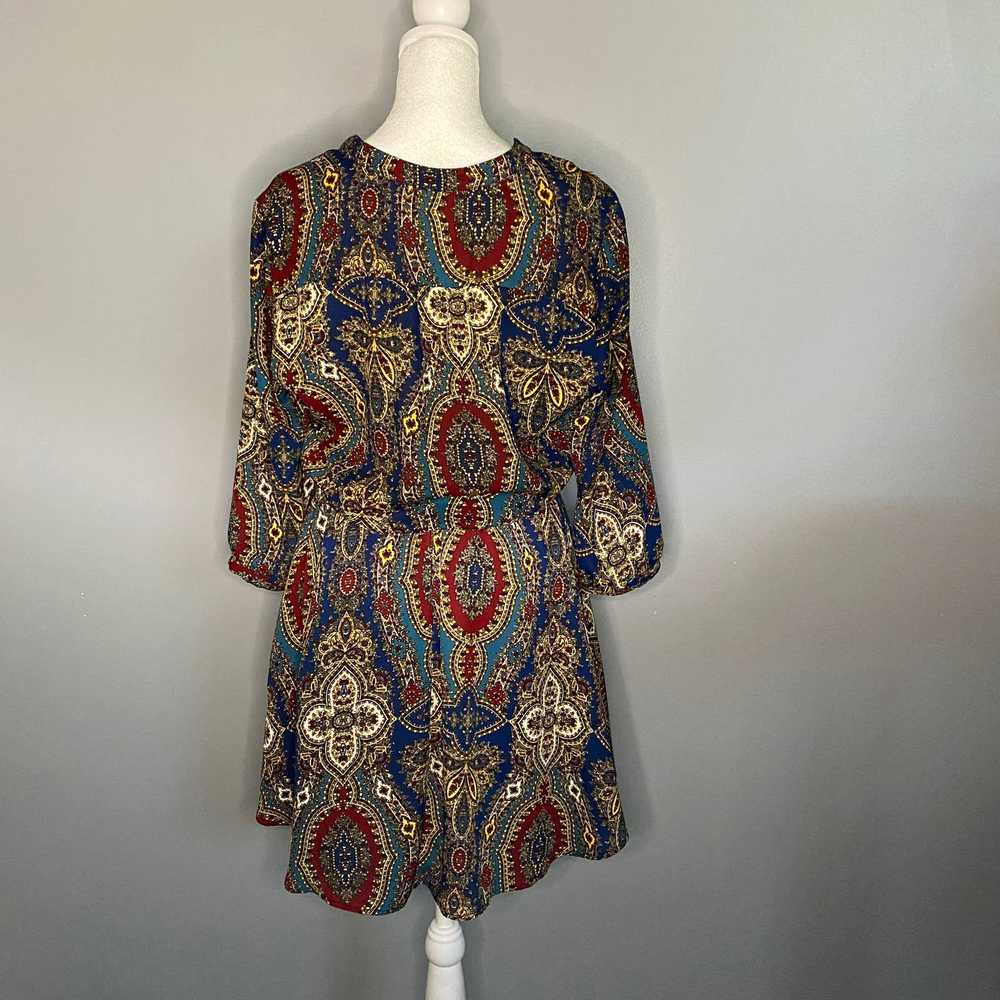 Lush Paisley Print Long Sleeve Dres Size Medium - image 5