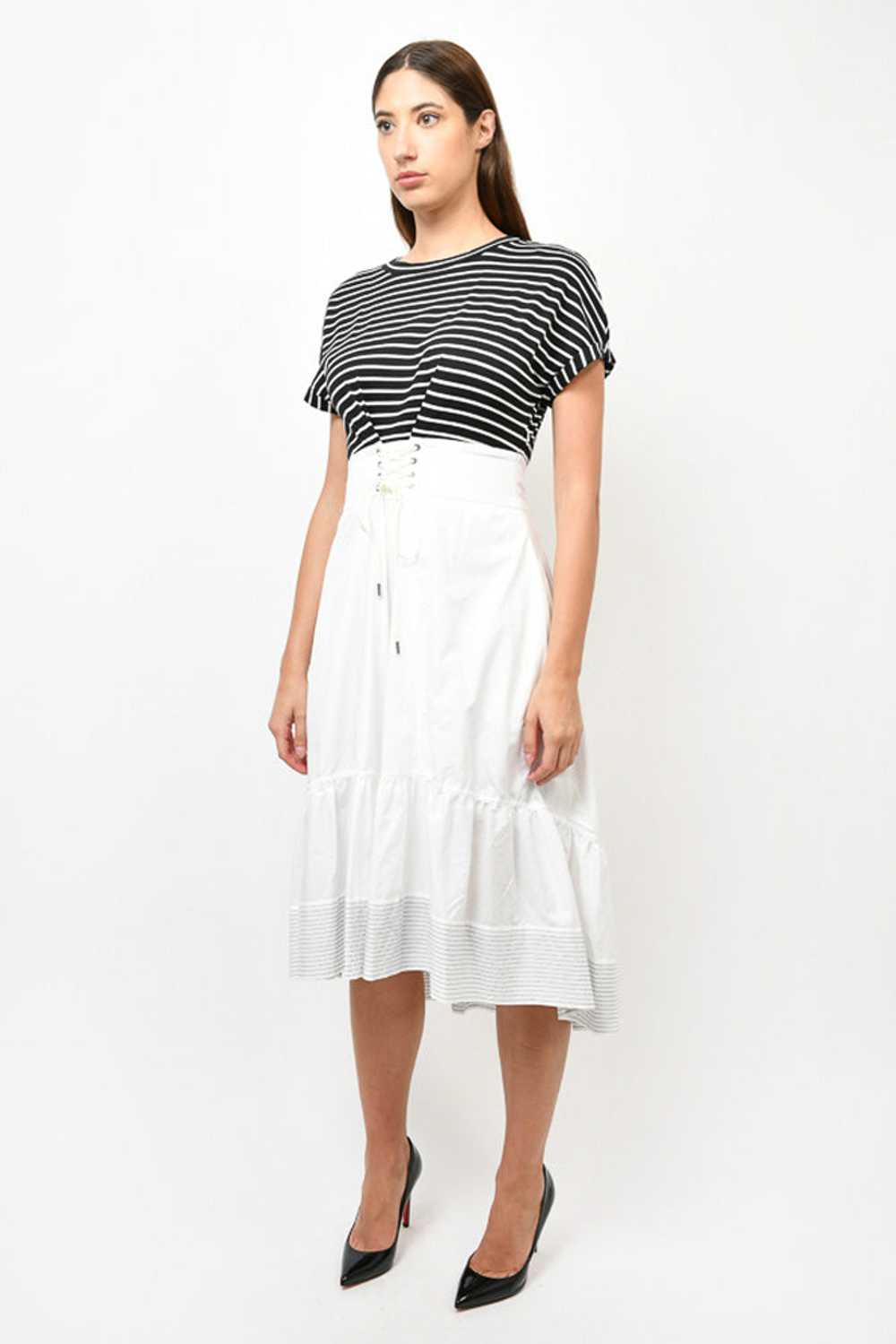 3.1 Phillip Lim White/Blue Striped T Shirt Dress … - image 2