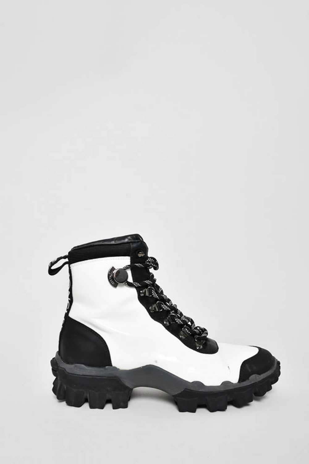 Moncler White Patent/Black Leather Hiking Boots S… - image 1