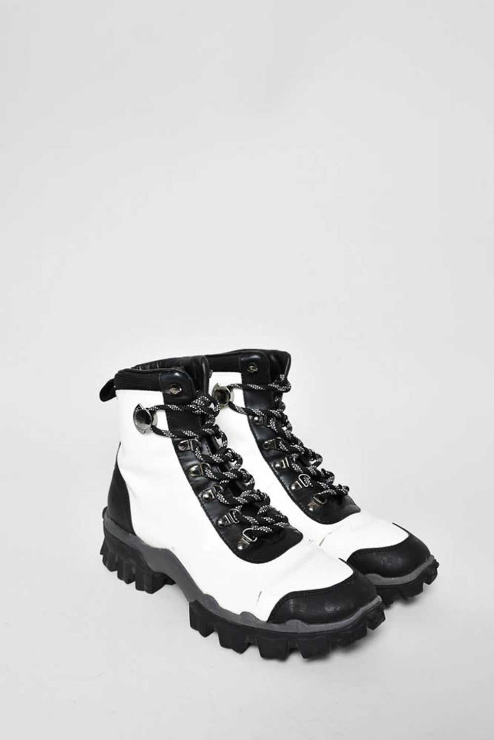 Moncler White Patent/Black Leather Hiking Boots S… - image 2