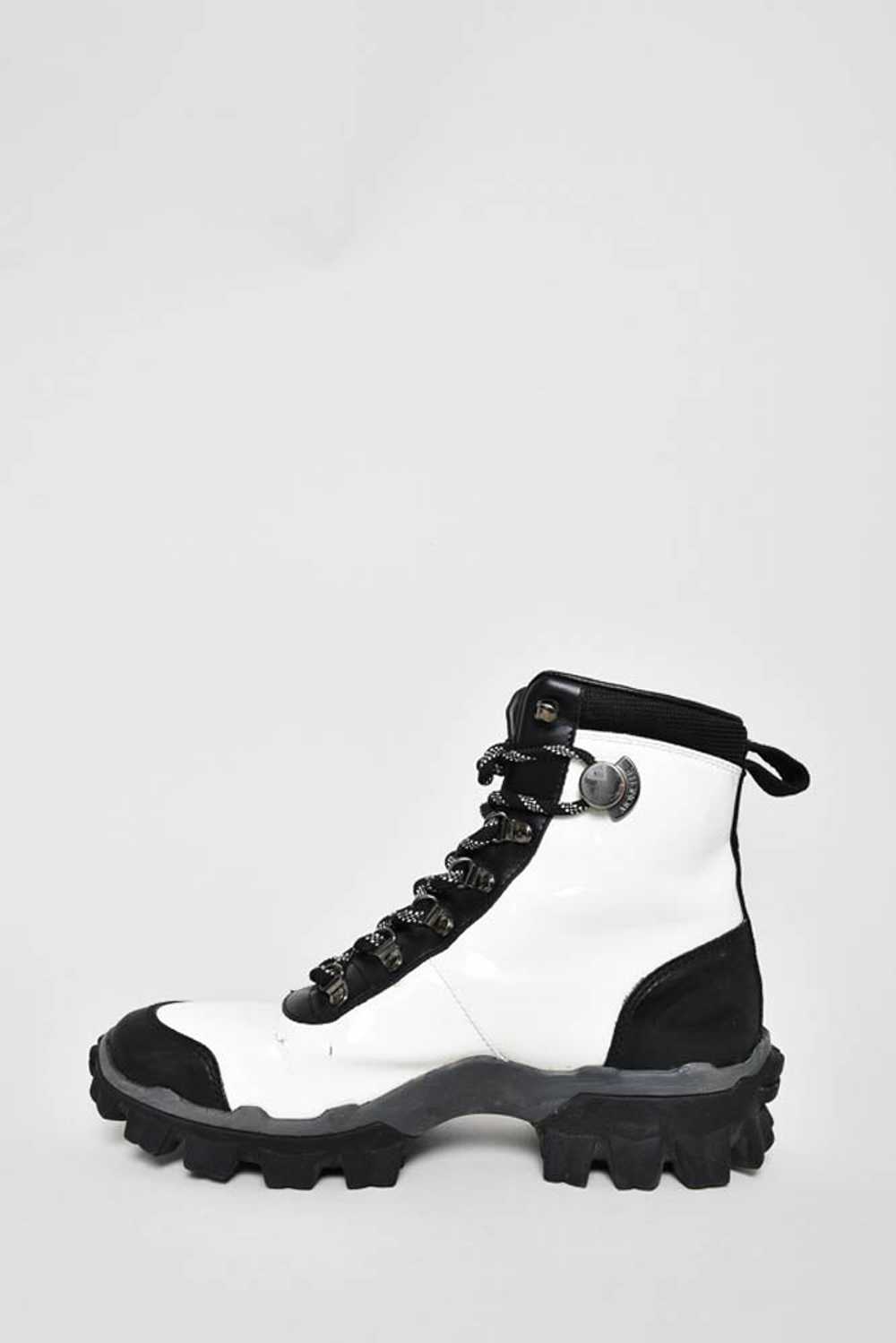 Moncler White Patent/Black Leather Hiking Boots S… - image 3