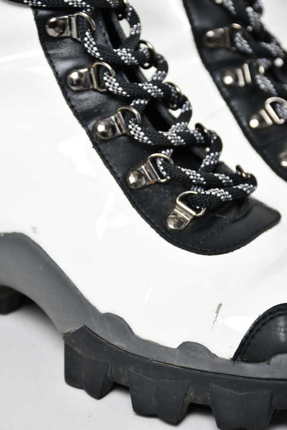 Moncler White Patent/Black Leather Hiking Boots S… - image 7