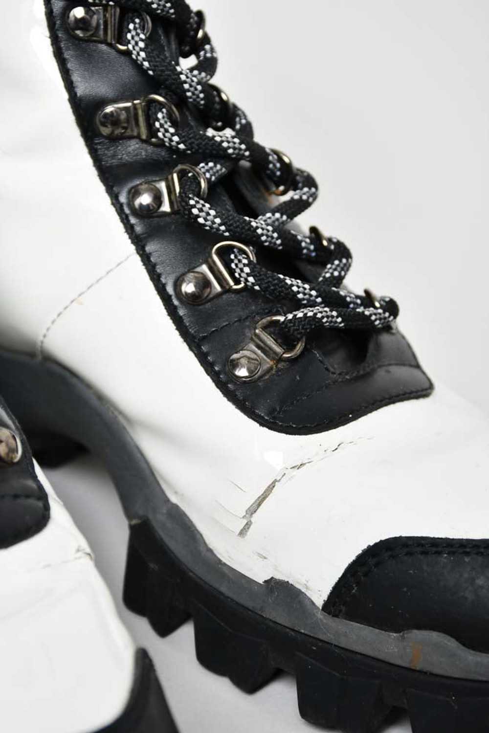 Moncler White Patent/Black Leather Hiking Boots S… - image 9