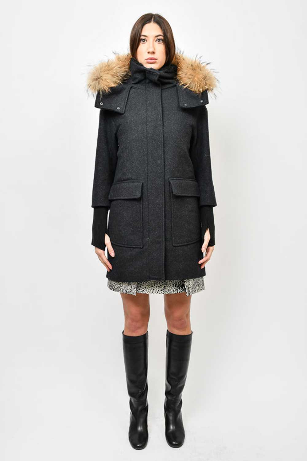 Soia & Kyo Black Wool Coat with Quilted Interior … - image 1