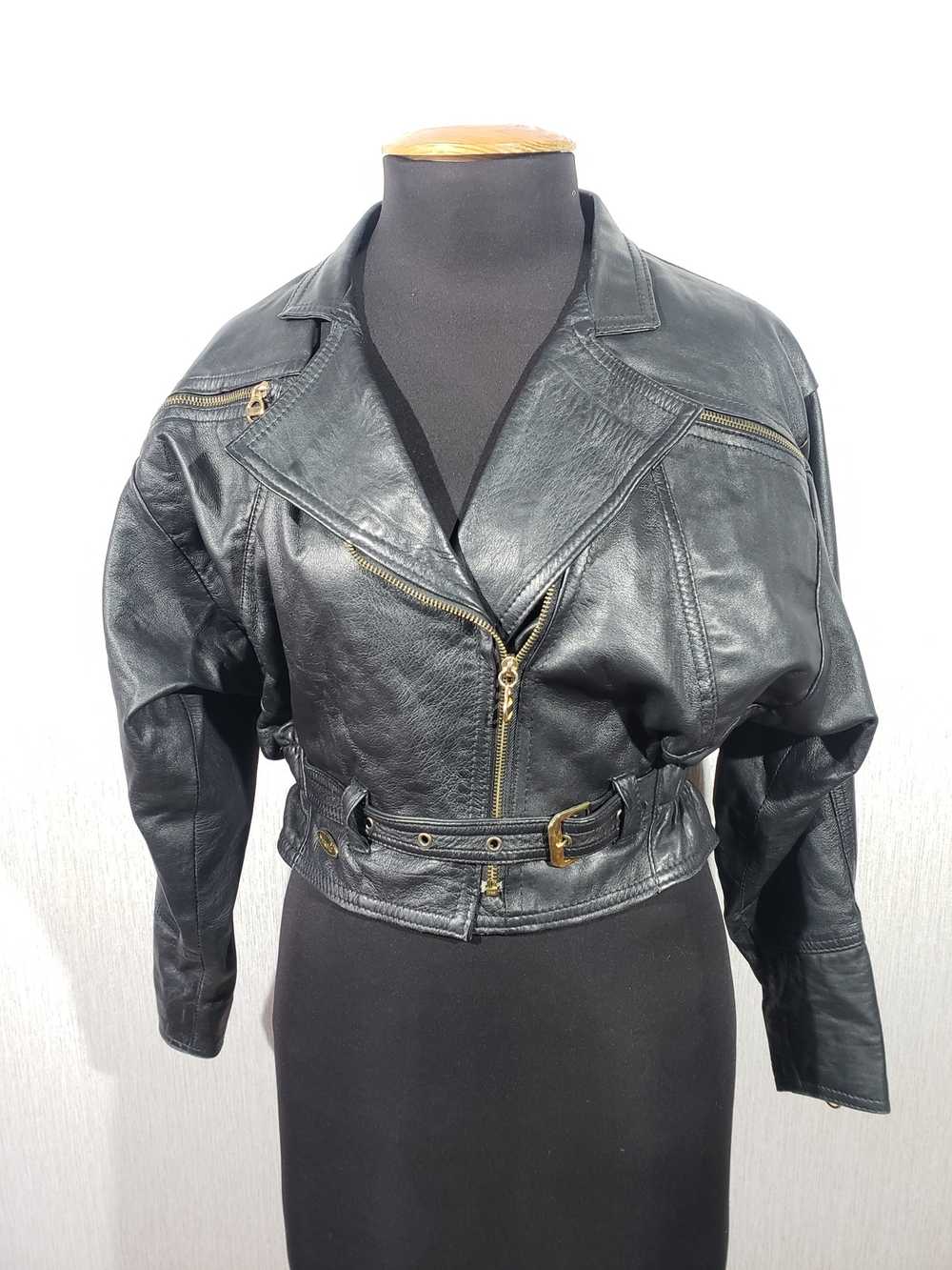Designer × Vera Pelle Women's black leather jacke… - image 1