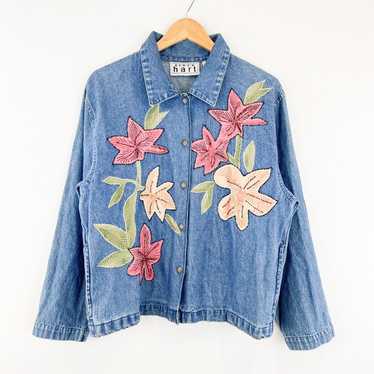 Made In Usa × Streetwear × Vintage Denim floral b… - image 1