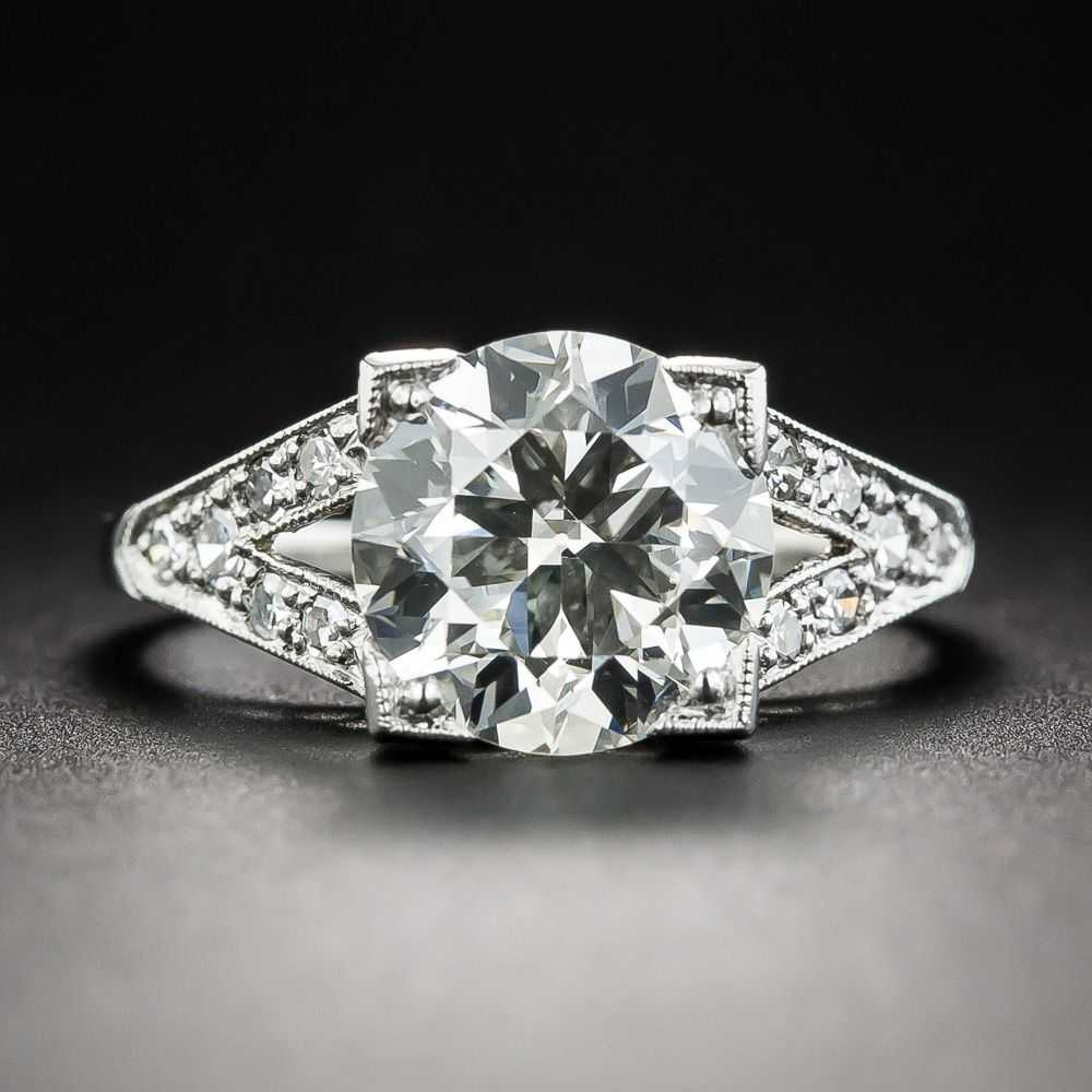 Art Deco 2.50 Carat Platinum Diamond Engagement R… - image 1