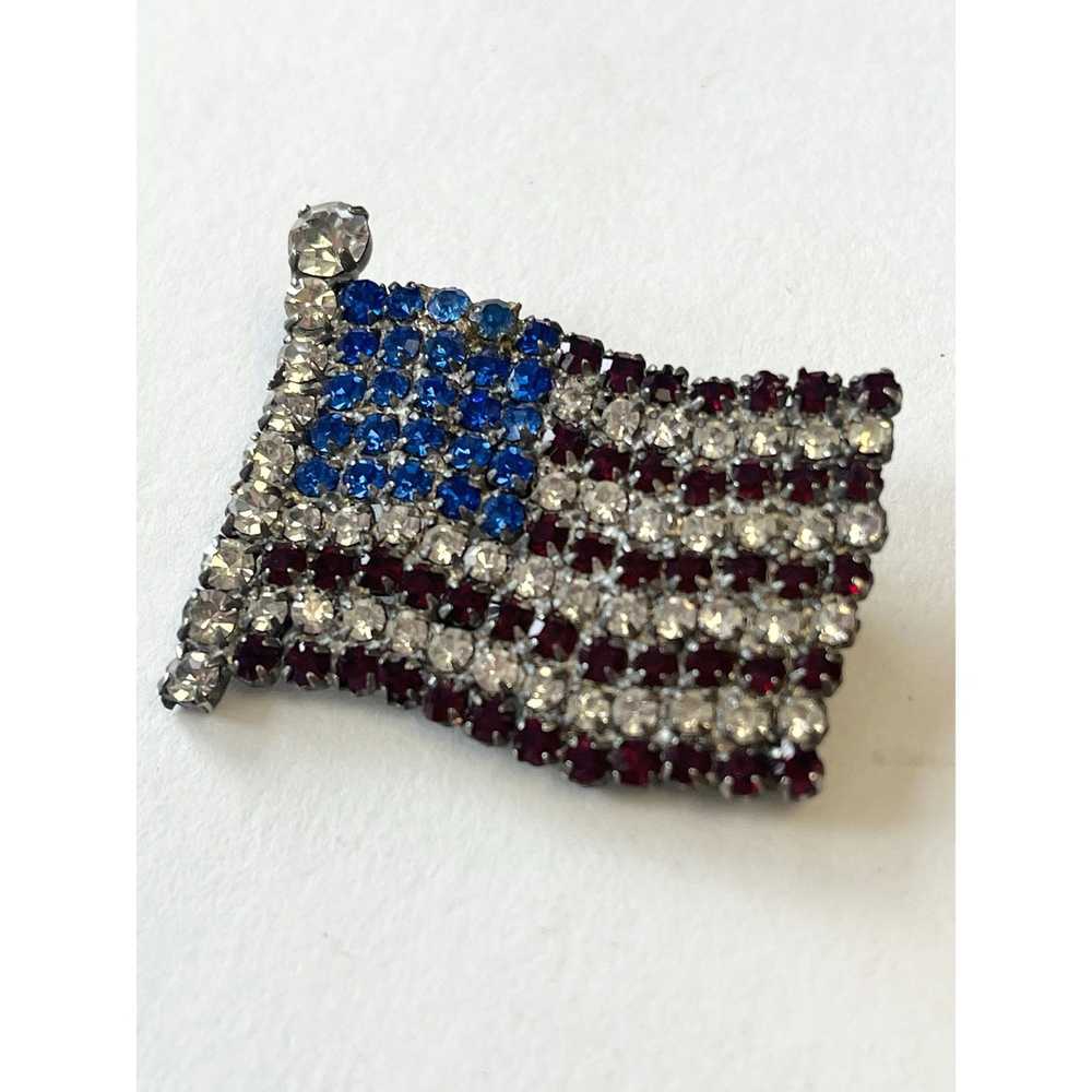 Vintage Vintage USA American Flag Rhinestone Pin … - image 2