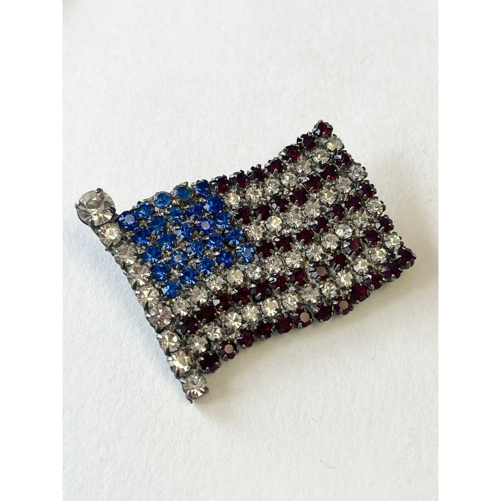 Vintage Vintage USA American Flag Rhinestone Pin … - image 3