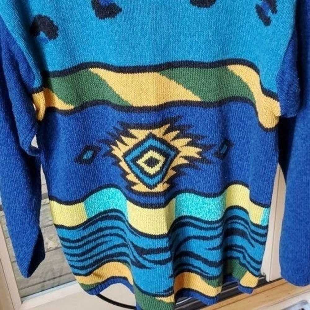 Vintage August Silk Knits Mock Neck Aztec Design … - image 3