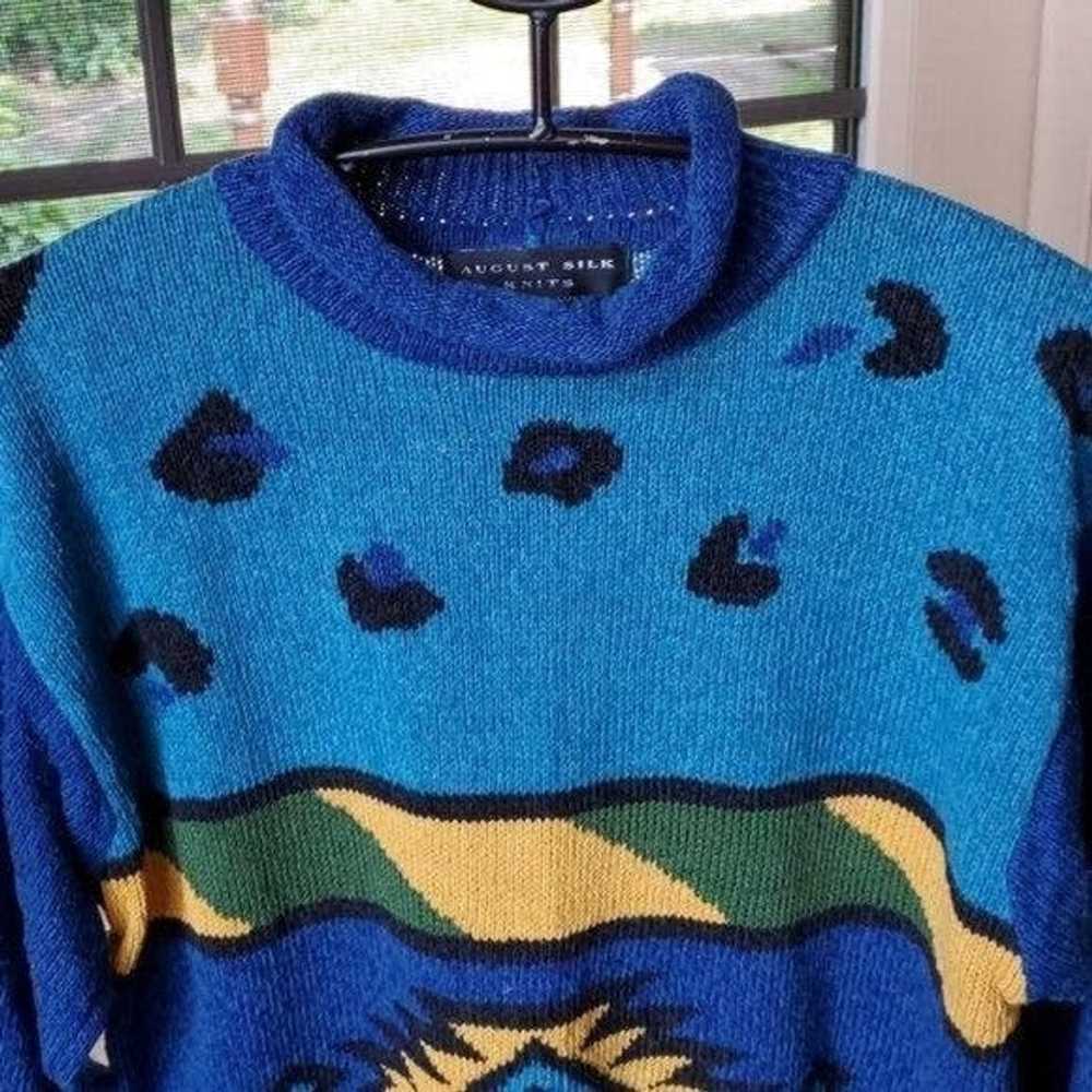 Vintage August Silk Knits Mock Neck Aztec Design … - image 4