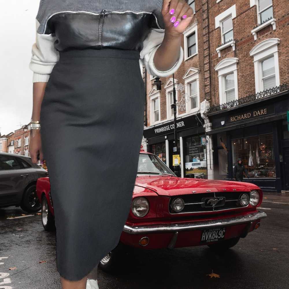 90s Vintage Grey Wool Maxi Skirt Size 14 - image 4