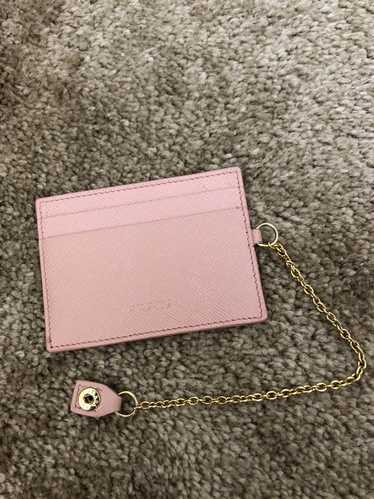 Prada Prada pink logo leather card holder
