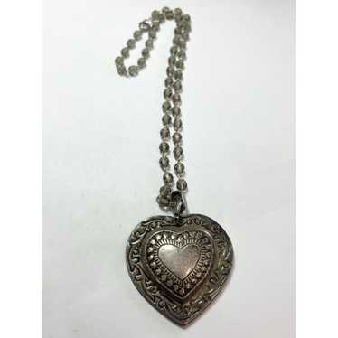 Vintage Vintage Crystal Heart Pendant Necklace - image 1