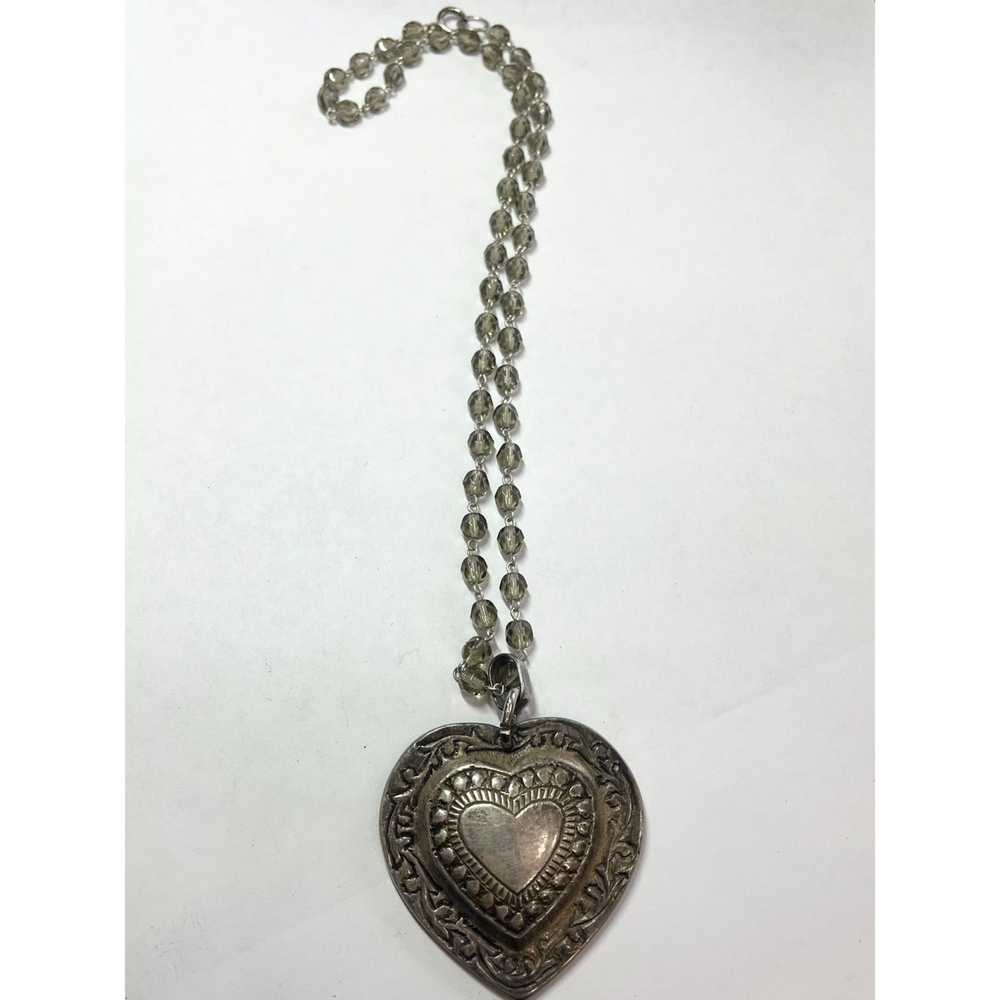 Vintage Vintage Crystal Heart Pendant Necklace - image 4