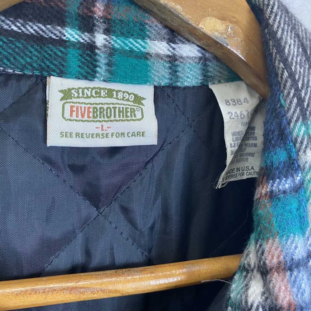 Vintage Five Brother Heavy 1990s Five Brother Large Blue Plaid Flannel  Shirt Size L 