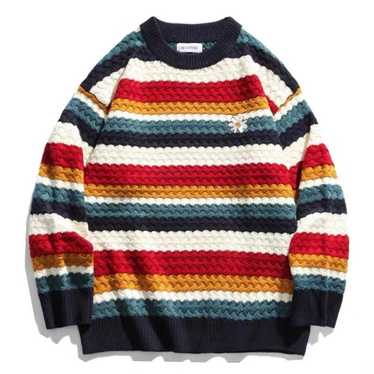 Coloured Cable Knit Sweater × Streetwear × Vintag… - image 1