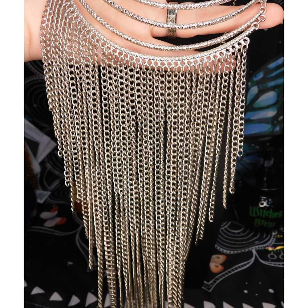 Other Silver Cascading Fringe Chain Necklace - image 1