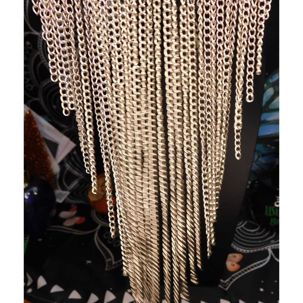 Other Silver Cascading Fringe Chain Necklace - image 5