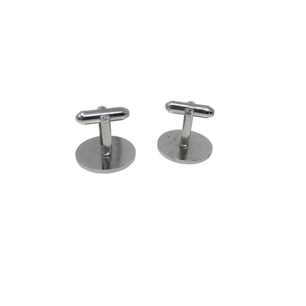 Other Round Cufflinks with Lines - Silver Tone - image 2