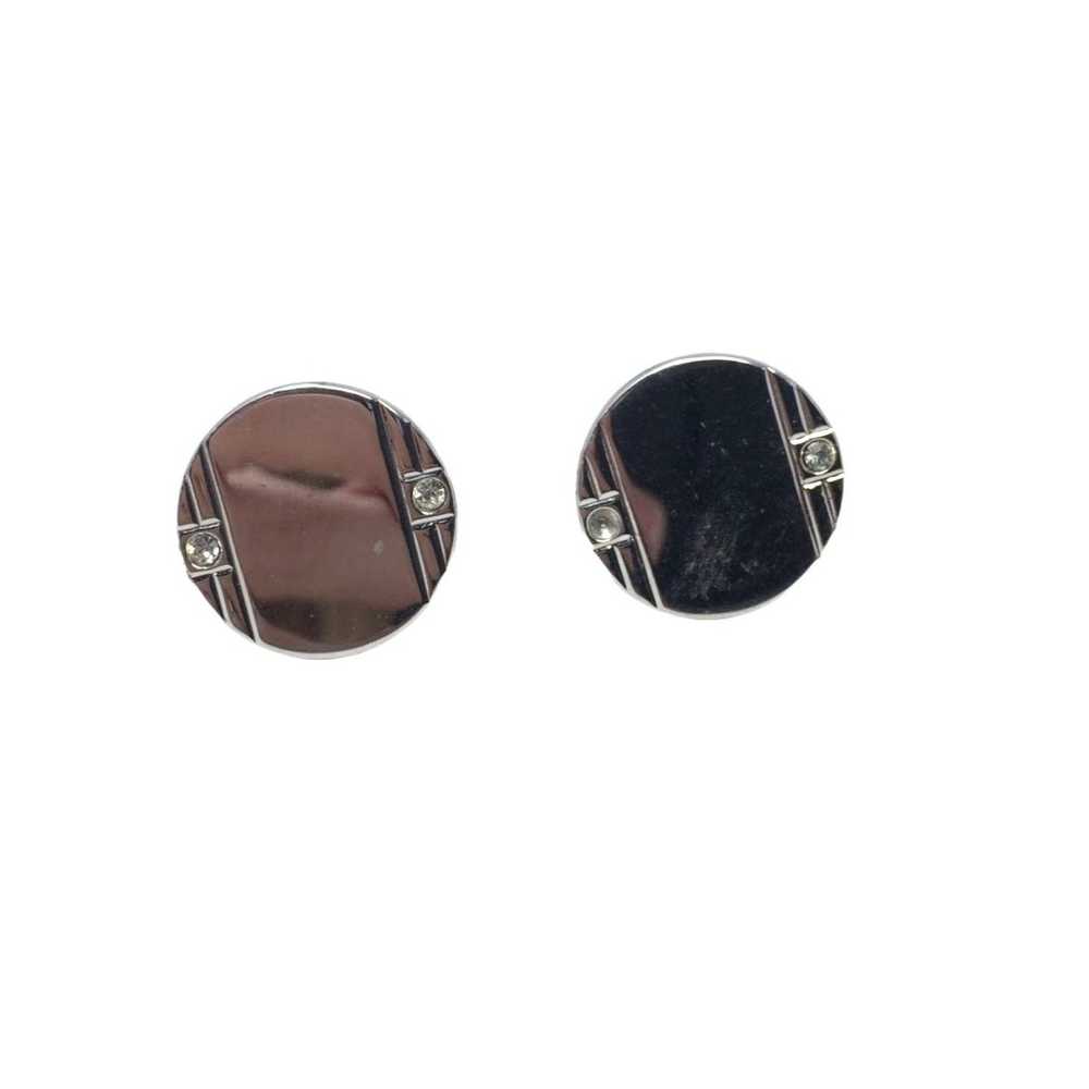 Other Round Cufflinks with Lines - Silver Tone - image 3