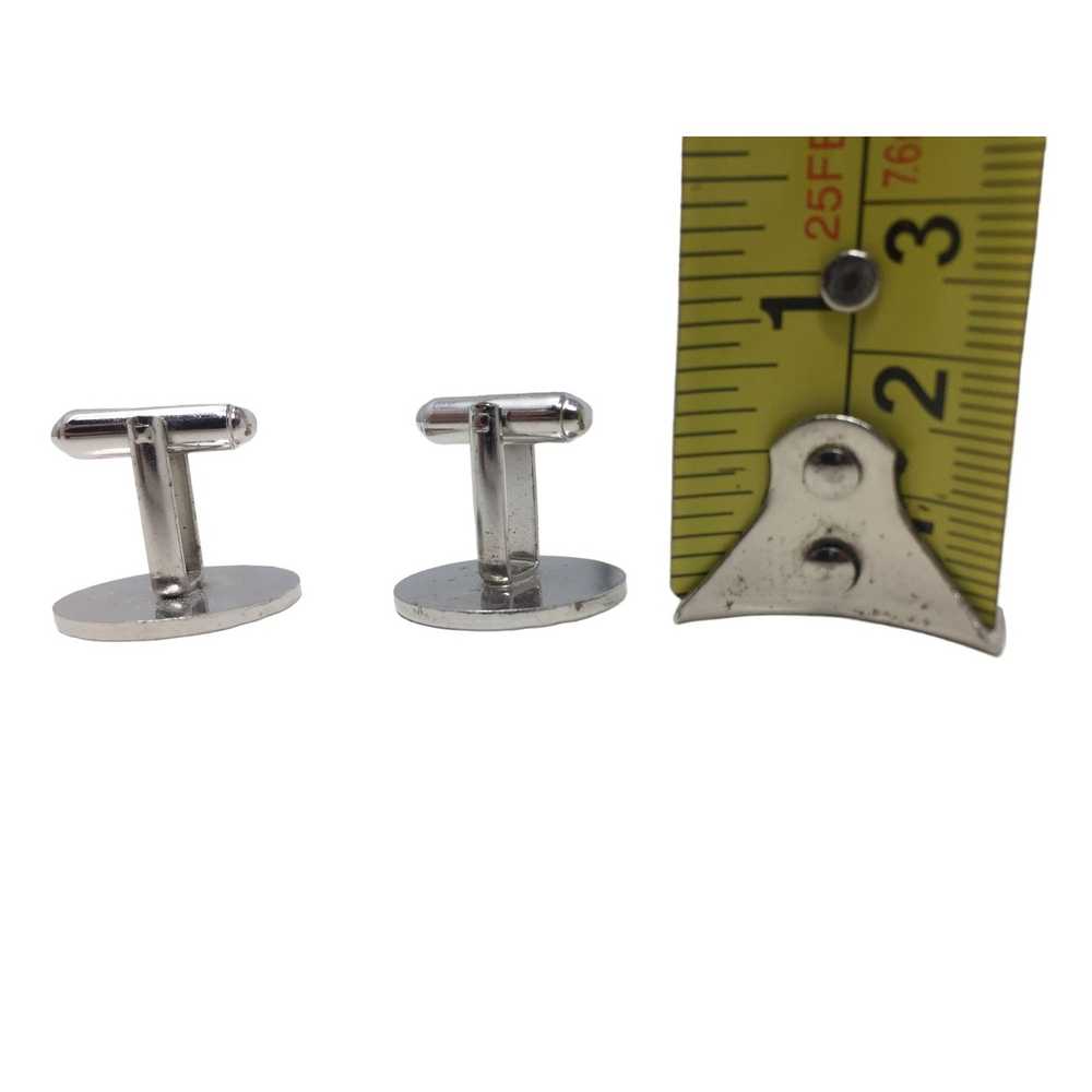 Other Round Cufflinks with Lines - Silver Tone - image 4