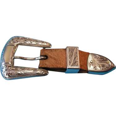 Vintage Sterling Silver Western Cowboy Ranger Belt