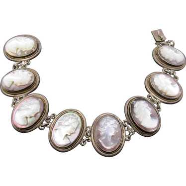 German Silver Cameo Abalone Mother of Pearl Bracel
