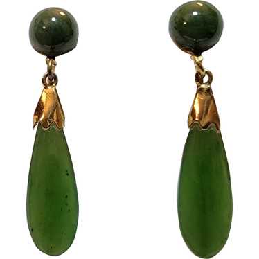 Vintage screwback imitation jade earrings - image 1